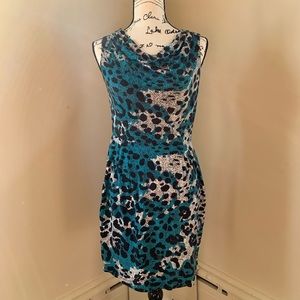 Blue, black and white printed dress